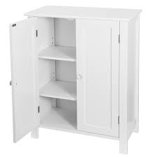 Bathroom Floor Storage Cabinet With 2 Adjustable Shelf Free Standing Kitchen In 2020 Bathroom Floor Storage Cabinet Bathroom Floor Cabinets Cupboard Storage