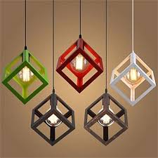Cube Shaped Ceiling Lamp Iron Lighting Vintage Pendant Lighting Geometric Pendant Light