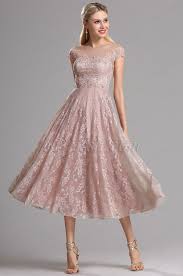 Rosy Brown Illusion Neckline Lace Prom Cocktail Dress 04161746 Cocktail Dress Prom Brown Cocktail Dresses Tea Length Dresses