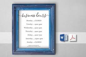 Business Hours Sign Printable Template Hours Of Operation Etsy In 2020 Business Hours Sign Template Printable Free Business Card Templates