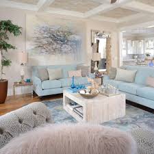 Coastal Living Room With Baby Blue Sofas Coastal Decorating Living Room Living Room Decor Modern Coastal Living Room