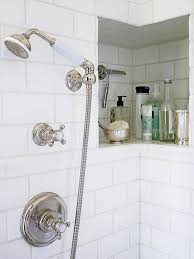 This Shower Niche Wraps Around A Corner For A Bit Of Extra Room For Shampoos Soaps A Razor And Other N Clever Bathroom Storage Shower Storage Shower Shelves