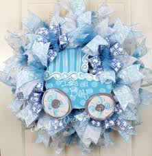 Baby Boy Deco Mesh Wreath Baby Boy Wreath Baby Carriage Wreath Baby Shower Wreath Baby Reveal Wreath By Wruf Baby Shower Wreath Baby Boy Wreath Baby Wreath