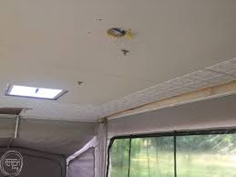 Pop Up Camper Remodel Giving The Ceiling A Facelift Remodeled Campers Best Pop Up Campers Camper Repair