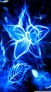 Blue Fire Flower Black And Blue Wallpaper Blue Background Wallpapers Flower Wallpaper