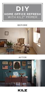 A New Coat Of Kilz Original Primer And A Bold Wall Color Turn This Unused Home Office Into A Stylish And Functional Tr Home Office Dark Walls Living Room Home