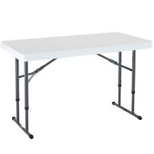 Lifetime 48 In White Plastic Adjustable Height Folding High Top Table 80160 The Home Depot Folding Table High Top Tables Lifetime Tables