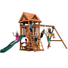 Swing N Slide Playsets Diy Sky Tower Wood Complete Playset 4367 The Home Depot Swing And Slide Backyard Playset Playset