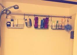 Add An Extra Shower Curtain Rod To The Shower And Hang Caddies From It To Save Space Shower Curtain Rods Curtain Rods Bathroom