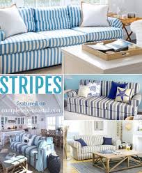 Striped Sofa Ideas For A Coastal Nautical Beach Style Living Room Design Striped Sofa Coastal Style Living Room Designs