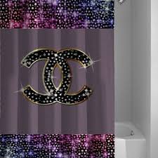 New Logo Chanel Glitter Printed Custom Best Design Shower Curtain Curtains Curtain Styles Shower Curtain