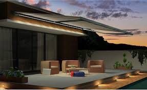 Store Banne Motorise 6 X 3 5 M Led Gris Auteuil Gold2 Xl Toile Acrylique Store Banne Motorise Toile A L Acrylique Et Led Bleu