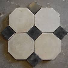 Cream Colored Cement Octagon Tile With Dark Black Cabochons Octagon Tile Cement Tile Antique Flooring