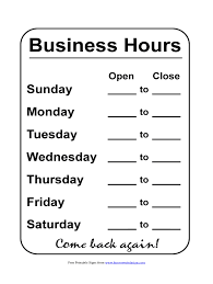 Business Hours Template In 2020 Business Hours Sign Business Signs Business Template