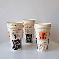 Vintage Paper Cups Dixie Popcorn Cups Set Of 8 Popcorn Cups Vintage Paper Cupping Set