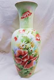 17 1 2 Spectacular Heinrich Germany 1900 S Hand Painted Burnt Orange Poppy Daisy Floral Floor Vase By The Artist Porcelain Painting Porcelain Decor Vase