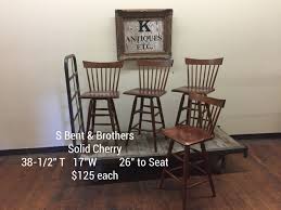 S Bent Brothers 1867 2000 Gardner Ma Solid Cherry Windsor Stools Counter Height Barstools 26 To Seat These Will Be Likel Windsor Chair Seating Bar Stools
