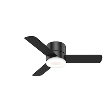 Hunter Minimus 44 In Low Profile Integrated Led Indoor Matte Black Ceiling Fan With Light Kit And Remote 59453 In 2020 Black Ceiling Fan Flush Mount Ceiling Fan Ceiling Fan