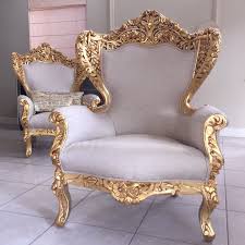 Antique French Rococo Chairs Shabby Chic Gold Leaf Gilded Beige Upholstering Handmade Arm Chair Rest Big Chair Rococo Chair Rococo Furniture Chic Office Chair