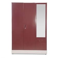 Godrej Interio Slimline Blend Metal Almirah Finish Color Cream Red Metal Table Furniture Furniture Bazaar