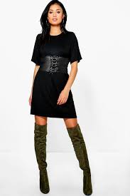 Faye 2 In 1 Corset Belt T Shirt Dress Black Tshirt Dress Black Shirt Dress Fashion