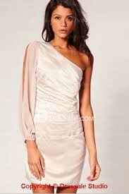 One Shoulder Long Sleeve Cocktail Dress In Neat Ruche Long Sleeve Cocktail Dress Unique Cocktail Dresses Dresses