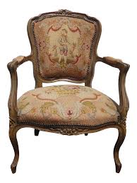 Vintage French Provincial Needlepoint Tapestry Rose Accent Side Chair Antique French Furniture Accent Side Chair Chair