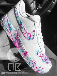 Custom Nike Air Force 1 Pink And Blue Splat Trainers Spill Etsy In 2020 Custom Nike Shoes Custom Shoes Diy Personalized Shoes