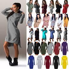 Women Hoodie Sweatshirt Dress Long Sleeve Hooded Blouse Jumper Pullover Tops Body In 2020 Women Hoodies Sweatshirts Hooded Sweatshirt Dress Casual Sweatshirt Hoodie