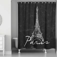 Designs Direct Eiffel Tower Sketch Shower Curtain In Black White Black Shower Curtains Paris Bathroom Decor Black White Shower Curtain