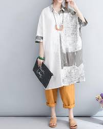 Women Oversized Loose Linen Top Women Clothing White Shirt Dress Linen Top Women Womens Wide Leg Pants Dress Shirts For Women
