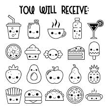 Food Icons Kawaii Digital Stamps Kawaii Food Icons Cute Food Icons Kawaii Food Clipart Fo Dessin Kawaii A Imprimer Revues D Art De Griffonnage Mini Dessin