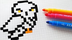 Pixel Art Hecho A Mano Como Dibujar A Hedwig De Harry Potter Pixel Art Minecraft Pixel Art Pix Art