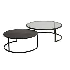 2 Tables Basses Gigognes En Verre Trempe Et Metal Noir Eclipse Maisons Du Monde Tables Gigognes Table Basse Gigogne Table Basse
