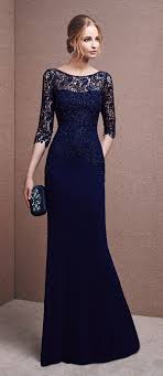 Fantastic Lace Chiffon Bateau Neckline Three Quarter Length Sleeves Sheath Evening Dresses With Beadings Mermaid Evening Dresses Elegant Dresses Dress Brokat