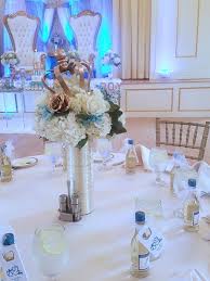 Light Blue Gold Royal Prince Baby Shower Tables With Custom Bottles Prince Baby Shower Royalty Baby Shower Royal Baby Shower Theme