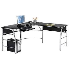 Realspace Mezza L Shaped Glass Computer Desk 30 H X 61 12 W X 61 12 D Blackchrome By Office Depot Officemax Office Desk Glass Computer Desks Desk Redo