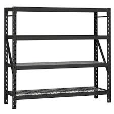 Husky Black 4 Tier Heavy Duty Welded Steel Garage Storage Shelving Unit 77 In W X 78 In H X 24 In D Erz782478w 4 The Home Depot Steel Shelving Unit Commercial Shelving Garage Shelving
