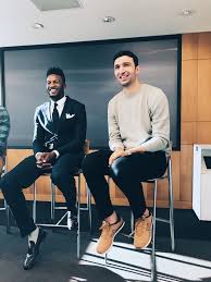 Zazapachulia And Jordanbell Of The Goldenstatewarriors Visit The Nba League Office In New York City On Monday Novem Nba League Golden State Warriors Warrior