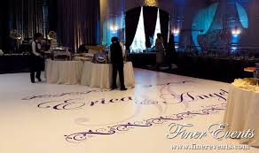 Our Custom Vinyl Dance Floor With A Custom Monogram In Purple For A Glamorous Wedding Reception At Le Ja Dance Floor Wedding Vinyl Flooring Trendy Decor