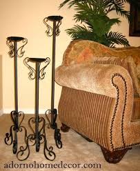 Wrought Iron Floor Candle Holders Set Metal Tall Standing Rustic Unique Style Floor Candle Holders Floor Candle Tall Candle Holders