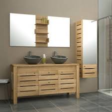 Meuble De Salle De Bains Plus De 120 Brun Marron Moorea Leroy Merlin Meuble Double Vasque Meuble De Salle De Bain Salle De Bain Teck