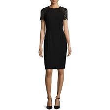 Escada Short Sleeve French Lace Dress 2 550 Liked On Polyvore Featuring Dresses Blac With Images French Lace Dress Short Black Cocktail Dress Short Sleeve Lace Dress