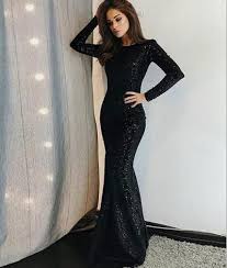 Vunique Prom Dress Long Sleeve Evening Dress Black Prom Gowns Sequined Evening Dresses Cheap Ball Gowns Unique Prom Dresses Long Prom Dresses With Sleeves Prom Dresses Long With Sleeves