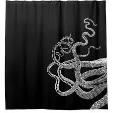 Octopus Tentacles Black Shower Curtain Zazzle Com Black Shower Curtains Kraken Shower Curtain Octopus Shower Curtains