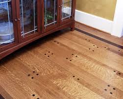Quarter Sawn White Oak Random Width Plank Floor With Black Walnut Pegs And Border Natural Finish Oak Wood Floors Barry House Hardwood