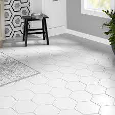 Merola Tile Textile Hex White 8 5 8 In X 9 7 8 In Porcelain Floor And Wall Tile 11 56 Sq Ft Case Fcd1 Hexagon Tile Bathroom Porcelain Flooring Flooring