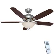 Hampton Bay Southwind 52 In Led Indoor Brushed Nickel Ceiling Fan With Light Kit And Remote Control Ceiling Fan Brushed Nickel Ceiling Fan Industrial Ceiling Fan