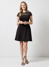 Black Lace Top Skater Dress Lace Top Skater Dress Dresses Womens Black Lace Top