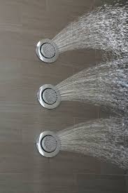 Thermostatic Shower System With Rain Shower 3 Volume Controls 3 Body Sprays And Hand Shower From The Waterhill Colle Shower Panels Shower Systems Body Spray